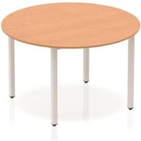 Impulse Modular Circular Table Oak with Silver Box Frame D1200mm