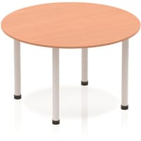 Impulse Modular Circular Table Beech with Silver Tubular Steel Frame D1200mm