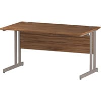 Impulse Rectangular Office Desk W1400xD800xH730mm Silver Double Cantilever Legs Walnut Top