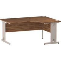 Impulse L-Shaped Corner Right Hand Cable Managed White Leg Office Desk Walnut W1600mm