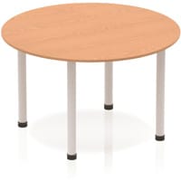 Impulse Modular Circular Table Oak with Silver Tubular Steel Frame D1200mm