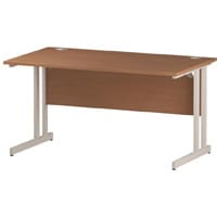 Impulse Rectangular Office Desk W1400xD800xH730mm White Double Cantilever Legs Beech Top