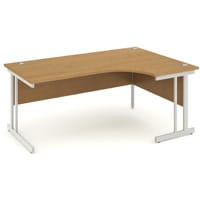Impulse L-Shaped Right Hand Office Desk W1800xD1200/800xH730mm Silver Double Cantilever Legs Oak Top