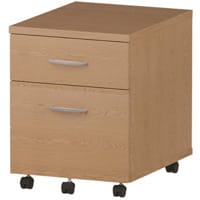 Impulse 2 Drawer Mobile Desk Pedestal Oak