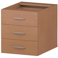 Impulse 3 Drawer Fixed Desk Pedestal Beech