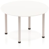 Impulse Modular Circular Table White with Silver Tubular Steel Frame D1200mm