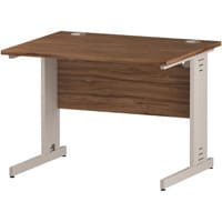 Impulse Rectangular Office Desk W1000xD800xH730mm White Cable Managed Legs Walnut Top