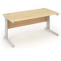Impulse Rectangular Office Desk W1800xD800xH730mm Silver Cable Managed Legs Maple Top