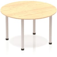 Impulse Modular Circular Table Maple with Silver Tubular Steel Frame D1200mm