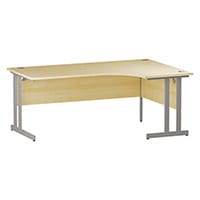 Impulse L-Shaped Right Hand Office Desk W1800xD1200/800xH730mm Silver Double Cantilever Legs Maple Top