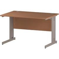 Impulse Rectangular Office Desk W1200xD800xH730mm Silver Cable Managed Legs Beech Top