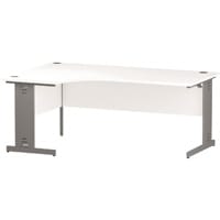 Impulse L-Shaped Corner Left Hand Cable Managed Silver Leg Office Desk White W1800mm