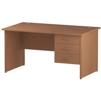 Impulse Rectangular Office Desk W1400xD800xH730mm Panel End Legs Beech - Supplied With Matching 3-Drawer Fixed Pedestal