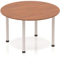 Impulse Modular Circular Table Walnut with Silver Tubular Steel Frame D1200mm
