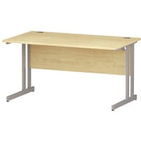 Impulse Rectangular Office Desk W1400xD800xH730mm White Double Cantilever Legs Maple Top