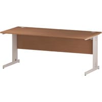 Impulse Rectangular Office Desk W1800xD800xH730mm White Cable Managed Legs Beech Top