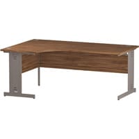 Impulse L-Shaped Corner Left Hand Cable Managed Silver Leg Office Desk Walnut W1800mm