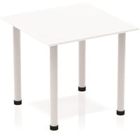 Impulse Modular Square Table White with Silver Tubular Steel Frame W800xD800mm