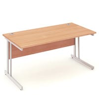 Impulse Rectangular Office Desk W1600xD800xH730mm Silver Double Cantilever Legs Beech Top