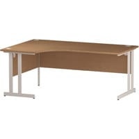 Impulse L-Shaped Corner Left Hand Double Cantilever White Leg Office Desk Oak W1800mm