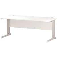 Impulse Rectangular Office Desk W1800xD800xH730mm White Cable Managed Legs White Top
