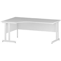 Impulse L-Shaped Corner Left Hand Double Cantilever White Leg Office Desk White W1800mm