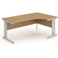 Impulse L-Shaped Right Hand Office Desk W1800xD1200/800xH730mm Silver Cable Managed Legs Oak Top