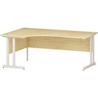 Impulse L-Shaped Corner Left Hand Double Cantilever White Leg Office Desk Maple W1800mm