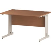 Impulse Rectangular Office Desk W1200xD800xH730mm White Cable Managed Legs Beech Top