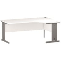 Impulse L-Shaped Right Hand Office Desk W1800xD1200/800xH730mm Silver Cable Managed Legs White Top