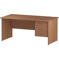 Impulse Rectangular Office Desk W1600xD800xH730mm Panel End Legs Beech - Supplied With Matching 3-Drawer Fixed Pedestal