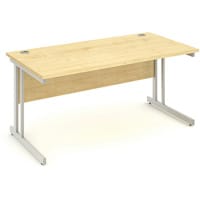 Impulse Rectangular Office Desk W1600xD800xH730mm Silver Double Cantilever Legs Maple Top