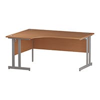 Impulse L-Shaped Left Hand Office Desk W1600xD1200/800xH730mm Silver Double Cantilever Legs Beech Top