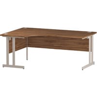 Impulse L-Shaped Corner Left Hand Double Cantilever White Leg Office Desk Walnut W1800mm