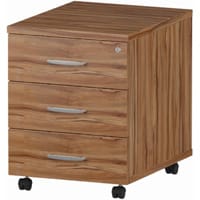Impulse 3 Drawer Mobile Desk Pedestal Walnut