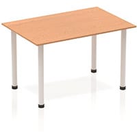Impulse Modular Rectangular Table Oak with Silver Tubular Steel Frame W1200xD800mm