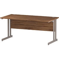 Impulse Rectangular Office Desk W1600xD800xH730mm Silver Double Cantilever Legs Walnut Top