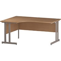 Impulse L-Shaped Left Hand Office Desk W1600xD1200/800xH730mm Silver Double Cantilever Legs Oak Top
