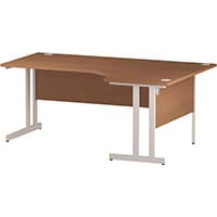Impulse L-Shaped Corner Right Hand Double Cantilever White Leg Office Desk Beech W1800mm