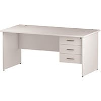 Impulse Rectangular Office Desk W1600xD800xH730mm Panel End Legs White - Supplied With Matching 3-Drawer Fixed Pedestal