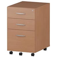 Impulse Tall 3 Drawer Under Desk Mobile Pedestal Beech