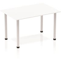 Impulse Modular Rectangular Table White with Silver Tubular Steel Frame W1200xD800mm