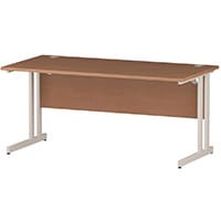 Impulse Rectangular Office Desk W1600xD800xH730mm White Double Cantilever Legs Beech Top