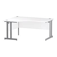 Impulse L-Shaped Left Hand Office Desk W1600xD1200/800xH730mm Silver Double Cantilever Legs White Top