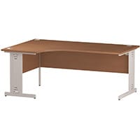 Impulse L-Shaped Corner Left Hand Cable Managed White Leg Office Desk Beech W1800mm