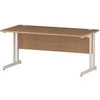 Impulse Rectangular Office Desk W1600xD800xH730mm White Double Cantilever Legs Oak Top