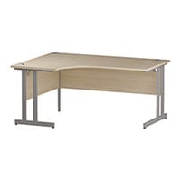 Impulse L-Shaped Left Hand Office Desk W1600xD1200/800xH730mm Silver Double Cantilever Legs Maple Top