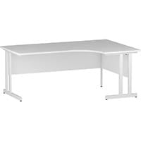 Impulse L-Shaped Corner Right Hand Double Cantilever White Leg Office Desk White W1800mm