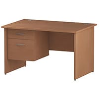 Impulse Rectangular Office Desk W1200xD800xH730mm Panel End Legs Beech - Supplied With Matching 2-Drawer Fixed Pedestal