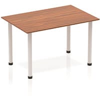 Impulse Modular Rectangular Table Walnut with Silver Tubular Steel Frame W1200xD800mm